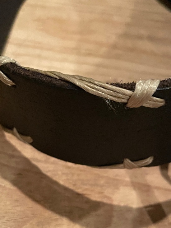 Lucky Brand Leathef VTG Black Brown Contrast Stitch Belt Rare EUC L XL